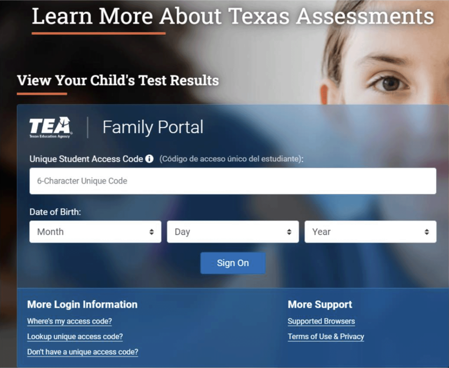 Texas Assessment Family Portal