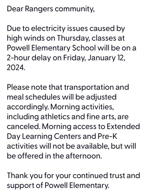  Delayed Start on Jan. 12, 2024