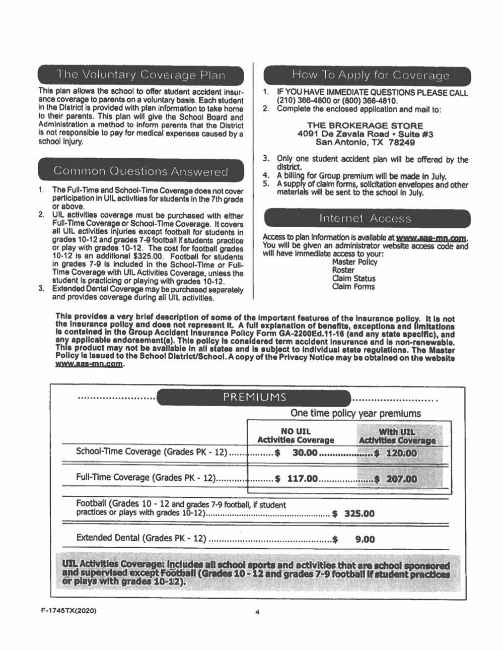 Voluntary Student Activities Insurance
