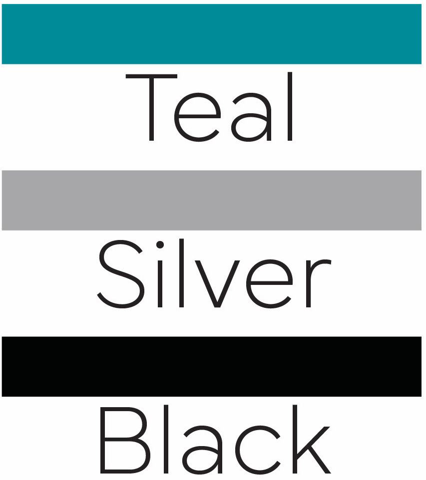 Teal, Silver, Black