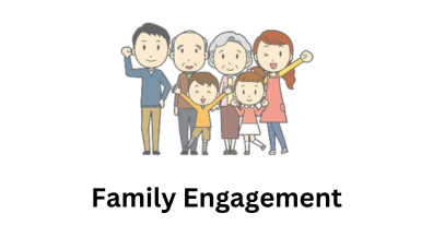 Family Engagement, cartoon image of a family